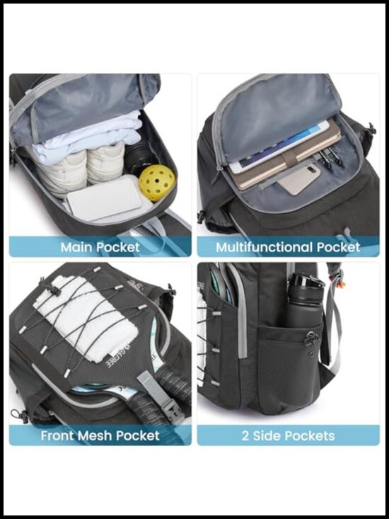 Pickleball Backpack for Women Men, Fits 2-4 Paddles, Lightweight Sports Daypack